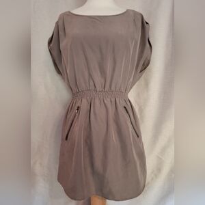 Divided Taupe Mini Dress with Pockets